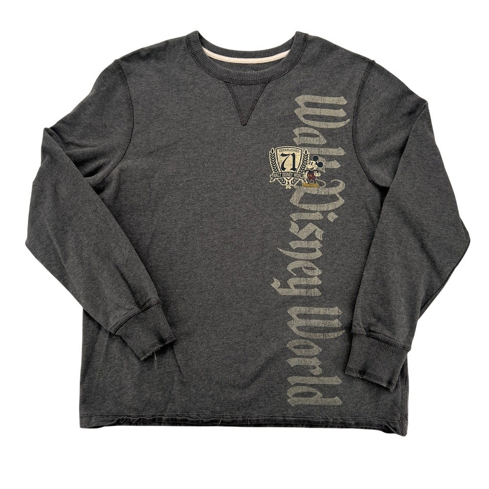 Disney World Parks Crewneck Sweatshirt Mickey Graphic Men Large Gray Disneybound